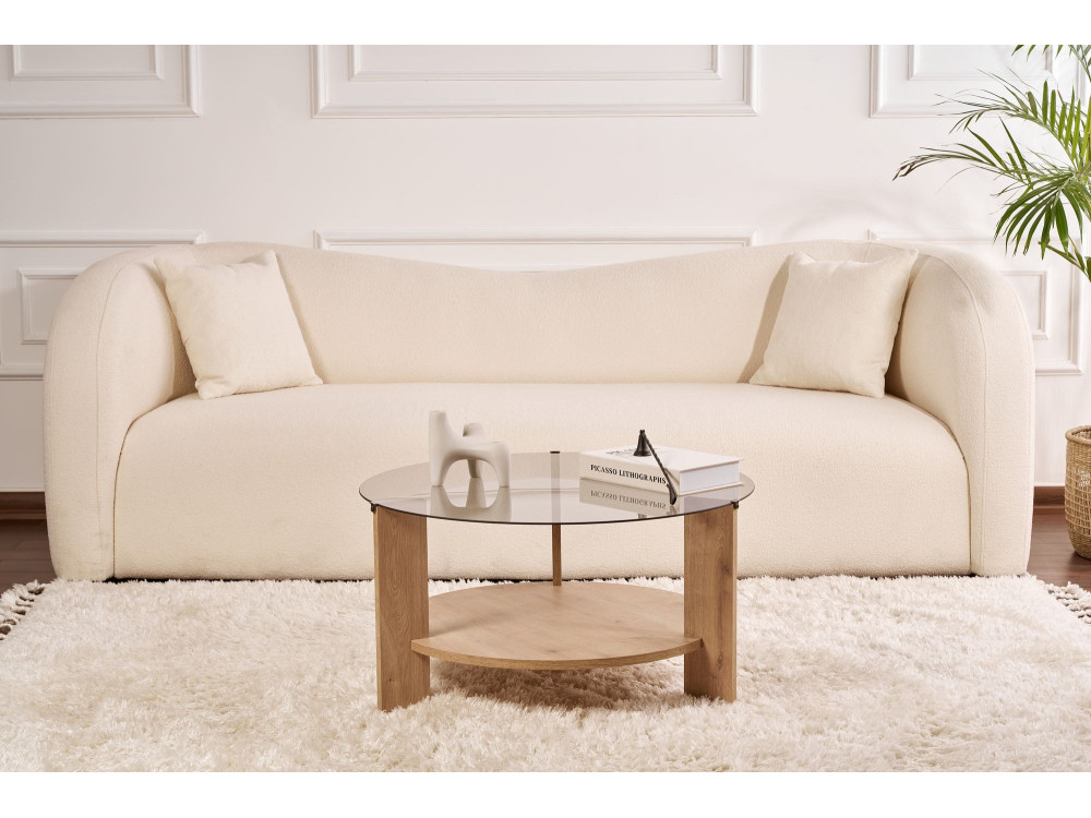 Clara" wooden coffee table - 75 x 75 x 40 cm - Oak SaphirFumées
