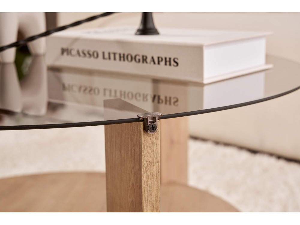 Clara" wooden coffee table - 75 x 75 x 40 cm - Oak SaphirFumées