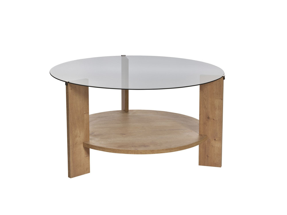 Clara" wooden coffee table - 75 x 75 x 40 cm - Oak SaphirFumées