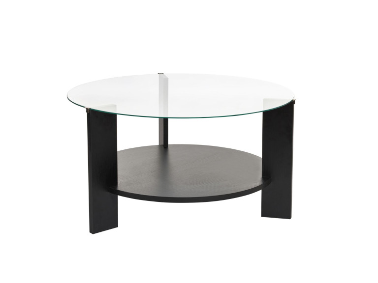 Clara" wooden coffee table - 75 x 75 x 40 cm - Black woodTransparent