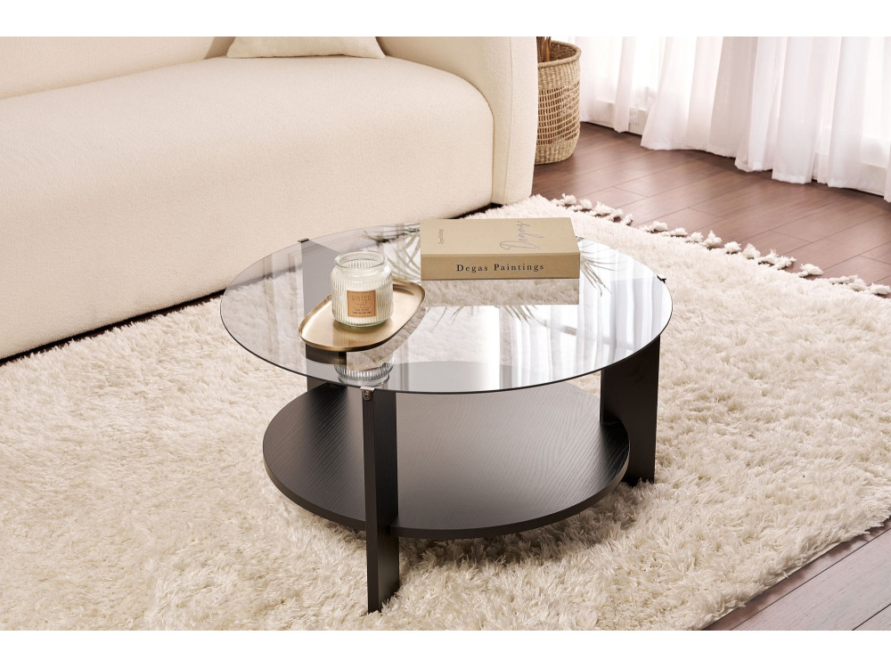 Clara" wooden coffee table - 75 x 75 x 40 cm - NoirFumée wood