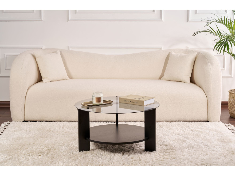 Clara" wooden coffee table - 75 x 75 x 40 cm - NoirFumée wood