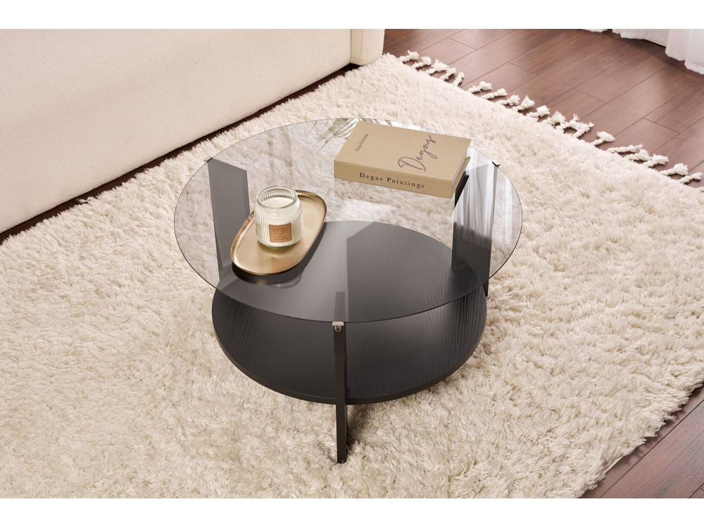 Clara" wooden coffee table - 75 x 75 x 40 cm - NoirFumée wood