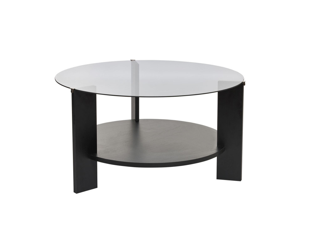 Clara" wooden coffee table - 75 x 75 x 40 cm - NoirFumée wood