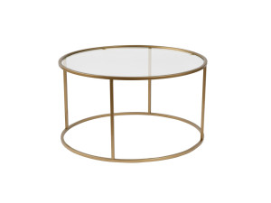 Aurum" metal coffee table - 80 x 80 x 43 cm - Transparent Gold