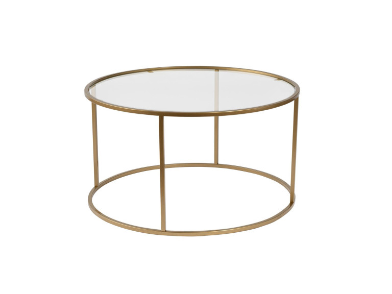 Aurum" metal coffee table - 80 x 80 x 43 cm - Transparent Gold