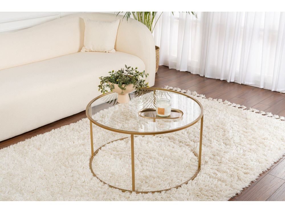 Aurum" metal coffee table - 80 x 80 x 43 cm - Transparent Gold