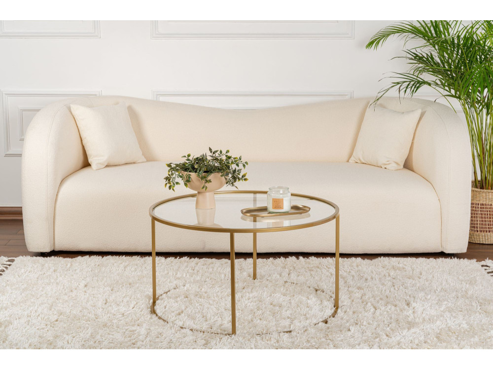 Aurum" metal coffee table - 80 x 80 x 43 cm - Transparent Gold
