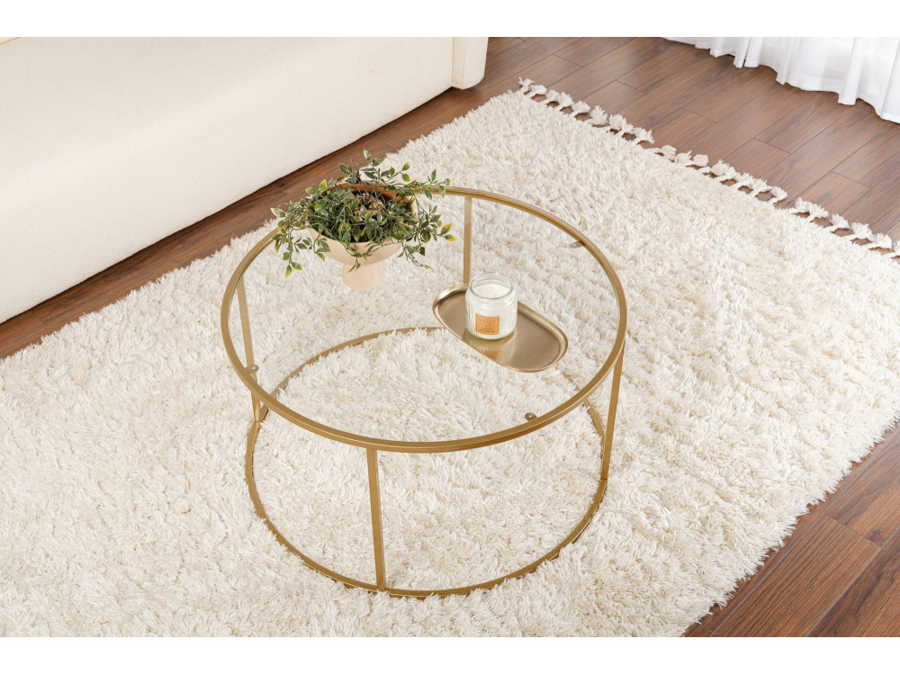 Aurum" metal coffee table - 80 x 80 x 43 cm - Transparent Gold