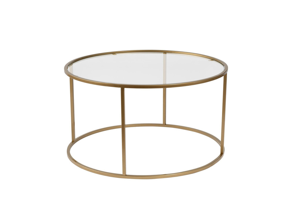 Aurum" metal coffee table - 80 x 80 x 43 cm - Transparent Gold