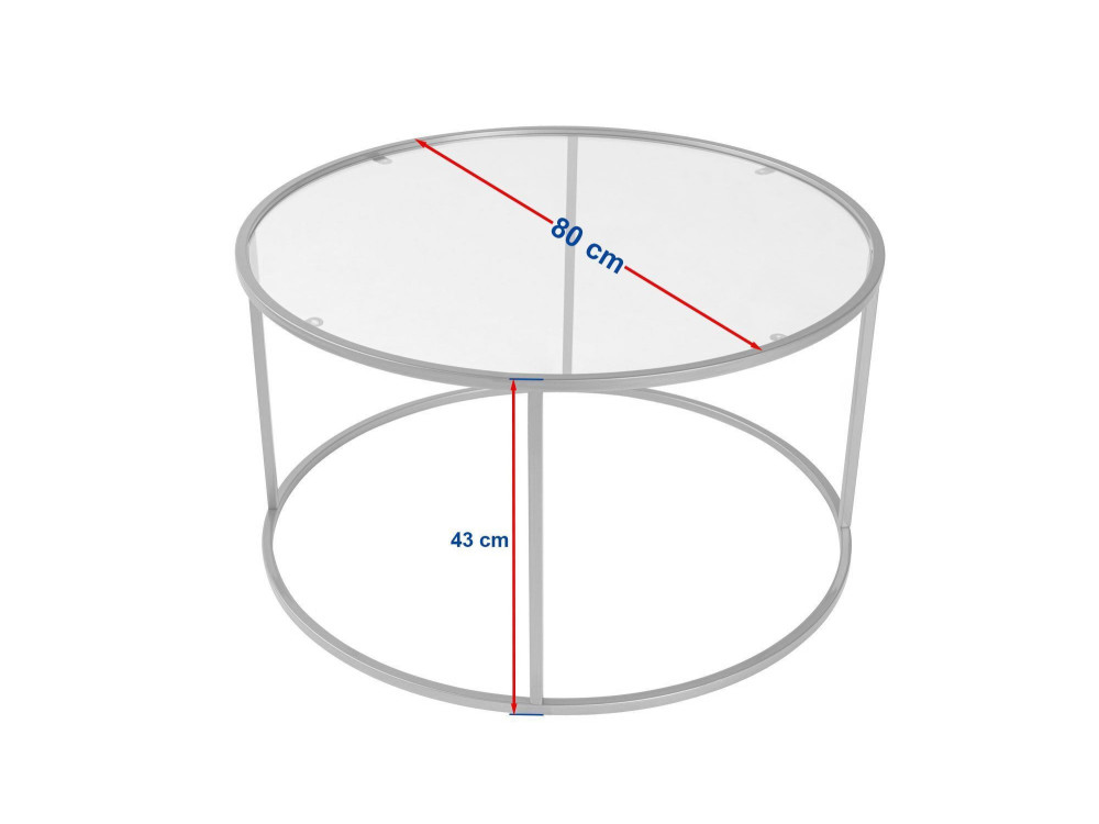 Aurum" metal coffee table - 80 x 80 x 43 cm - Transparent Gold