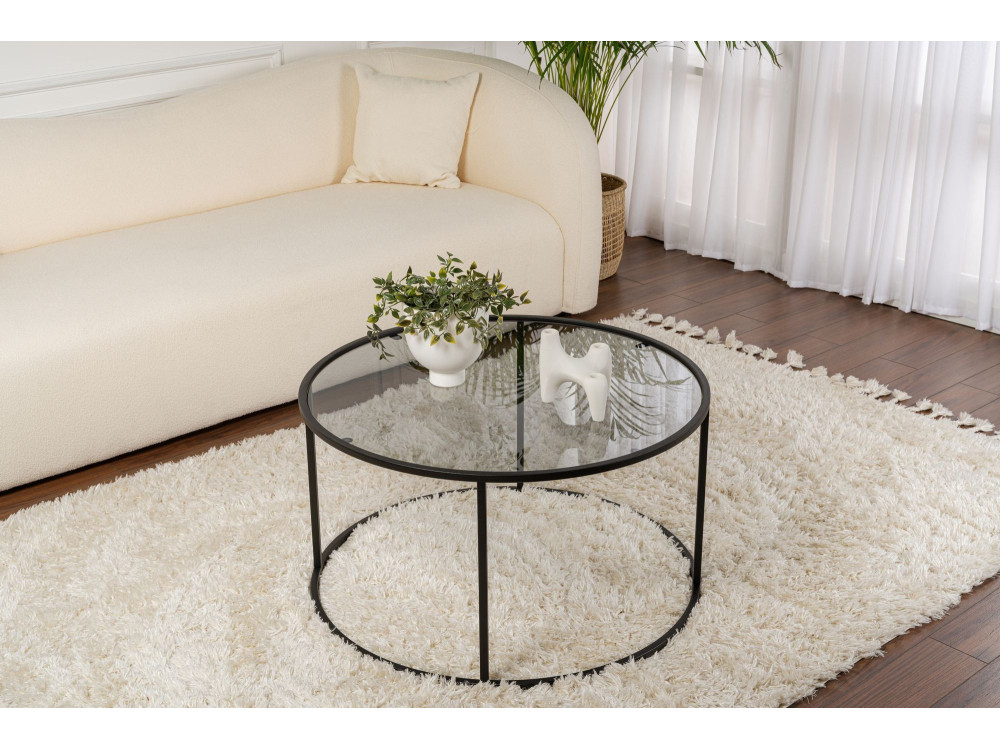 Aurum" metal coffee table - 80 x 80 x 43 cm - Black Grey