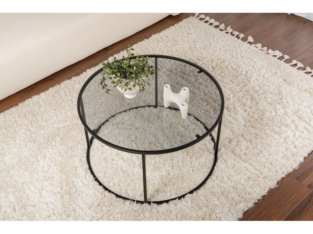 Aurum" metal coffee table - 80 x 80 x 43 cm - Black Grey