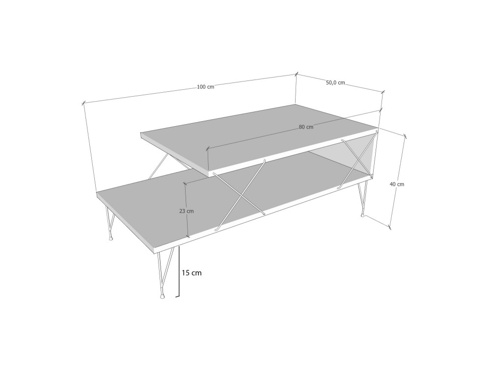 Loire" wooden coffee table - 100 x 50 x 40 cm - Brown