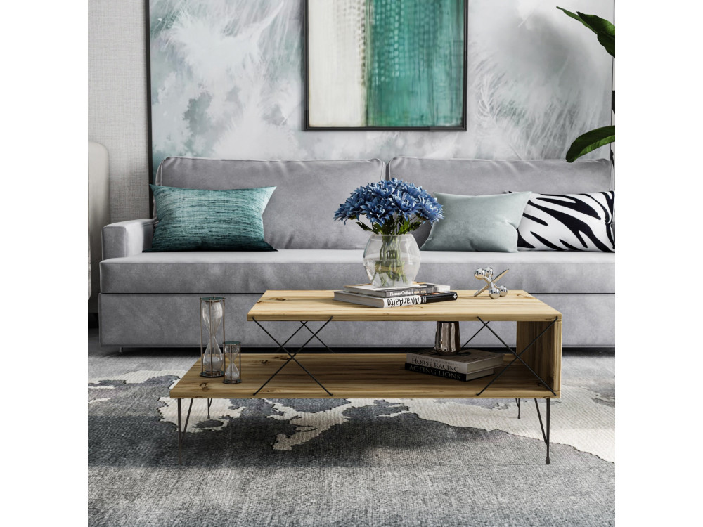 Loire" wooden coffee table - 100 x 50 x 40 cm - Brown