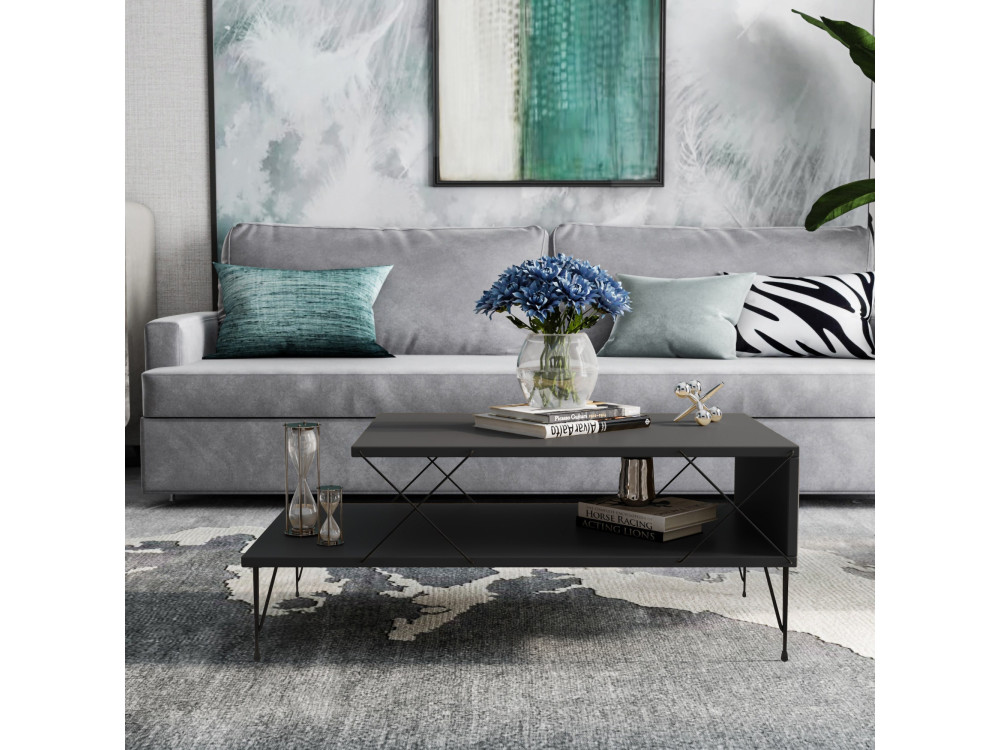 Loire" wooden coffee table 100 x 50 x 40 cm - Anthracite