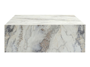 Prizma" wooden coffee table - 90 x 90 x 35 cm - Freesia marble