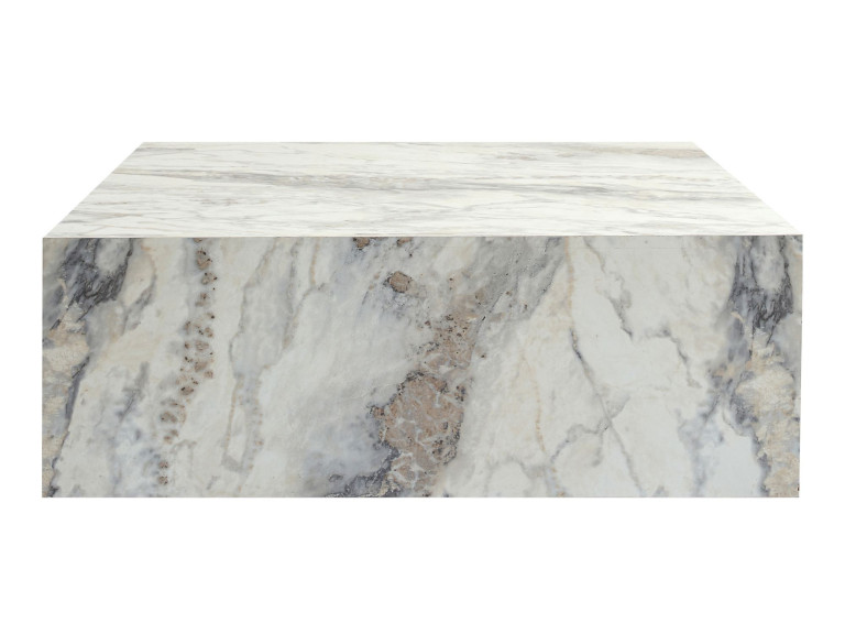 Prizma" wooden coffee table - 90 x 90 x 35 cm - Freesia marble