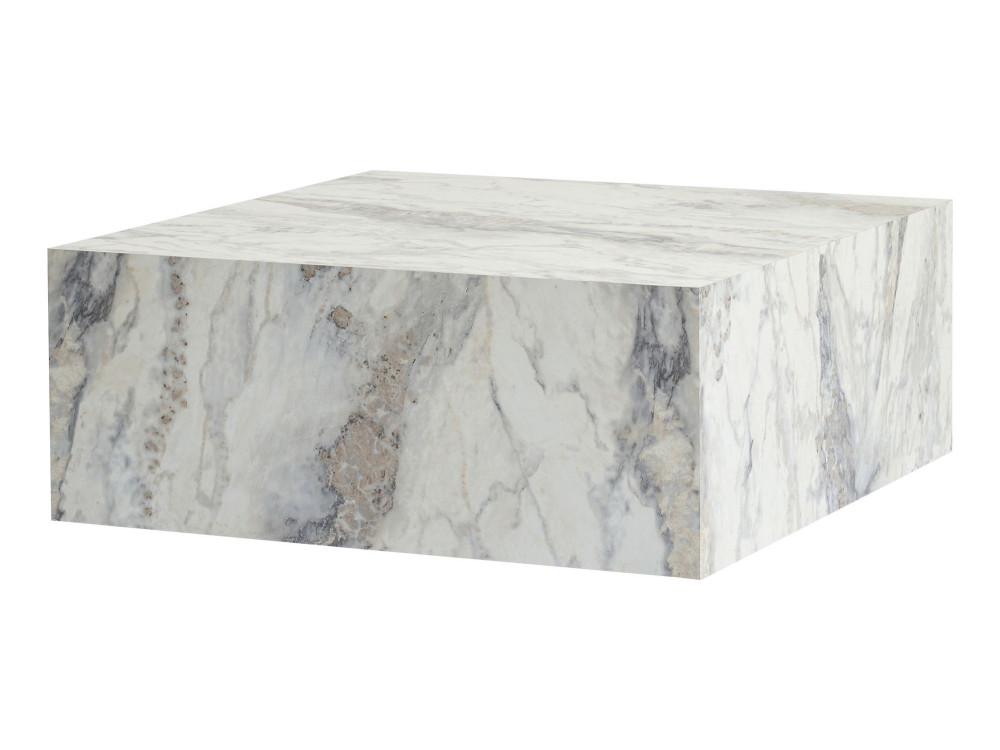 Prizma" wooden coffee table - 90 x 90 x 35 cm - Freesia marble