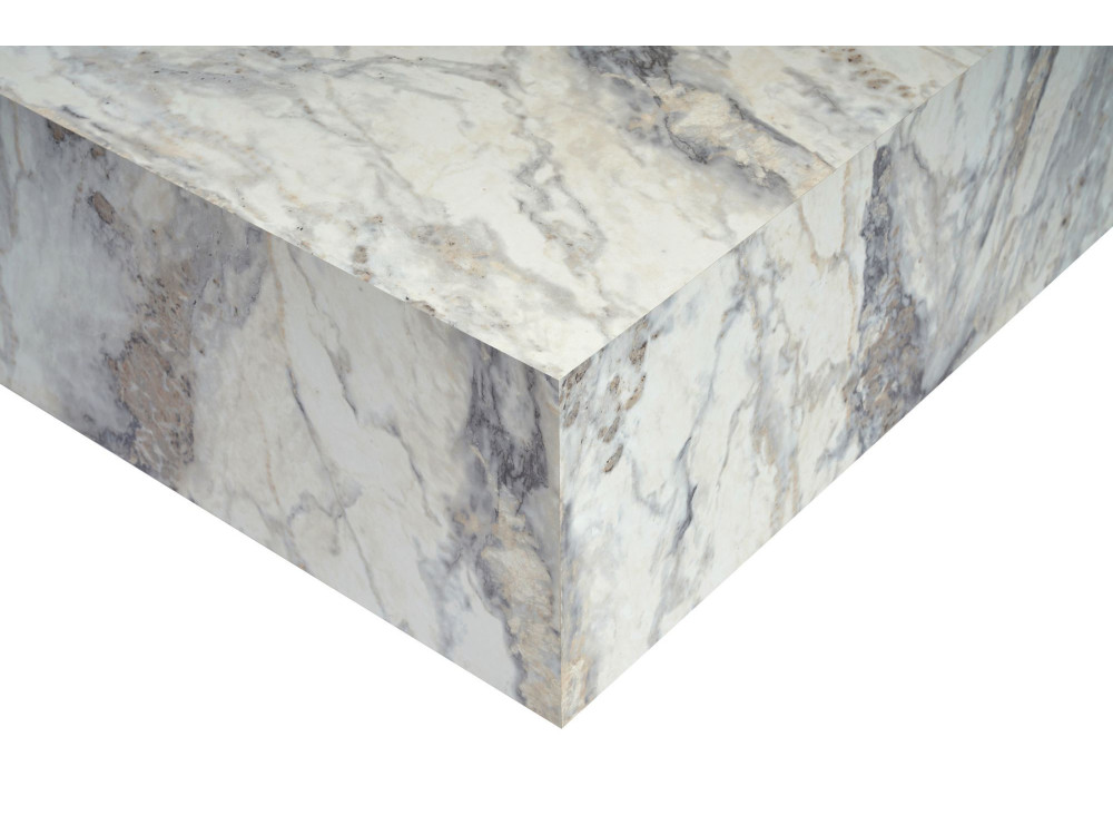 Prizma" wooden coffee table - 90 x 90 x 35 cm - Freesia marble