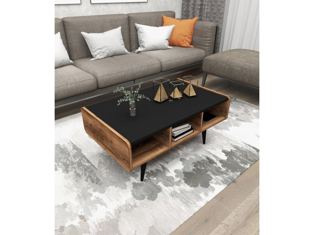 Line" wooden coffee table - 90 x 56 x 40 cm - Light walnut