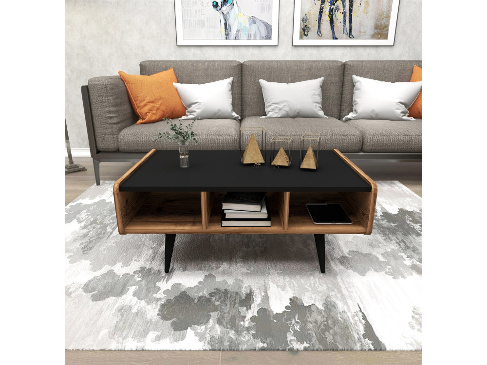 Line" wooden coffee table - 90 x 56 x 40 cm - Light walnut