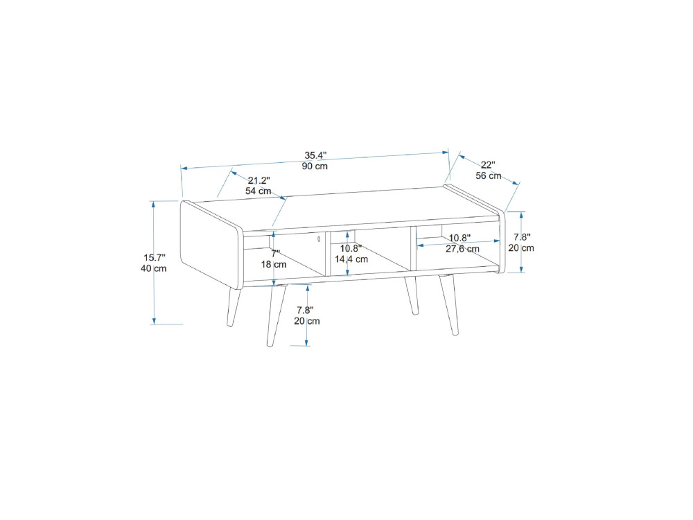 Line" wooden coffee table - 90 x 56 x 40 cm - Light walnut