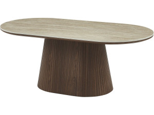 Portofino" oval ceramic coffee table - 120 cm -Travertine and brown