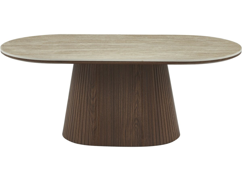 Portofino" oval ceramic coffee table - 120 cm -Travertine and brown