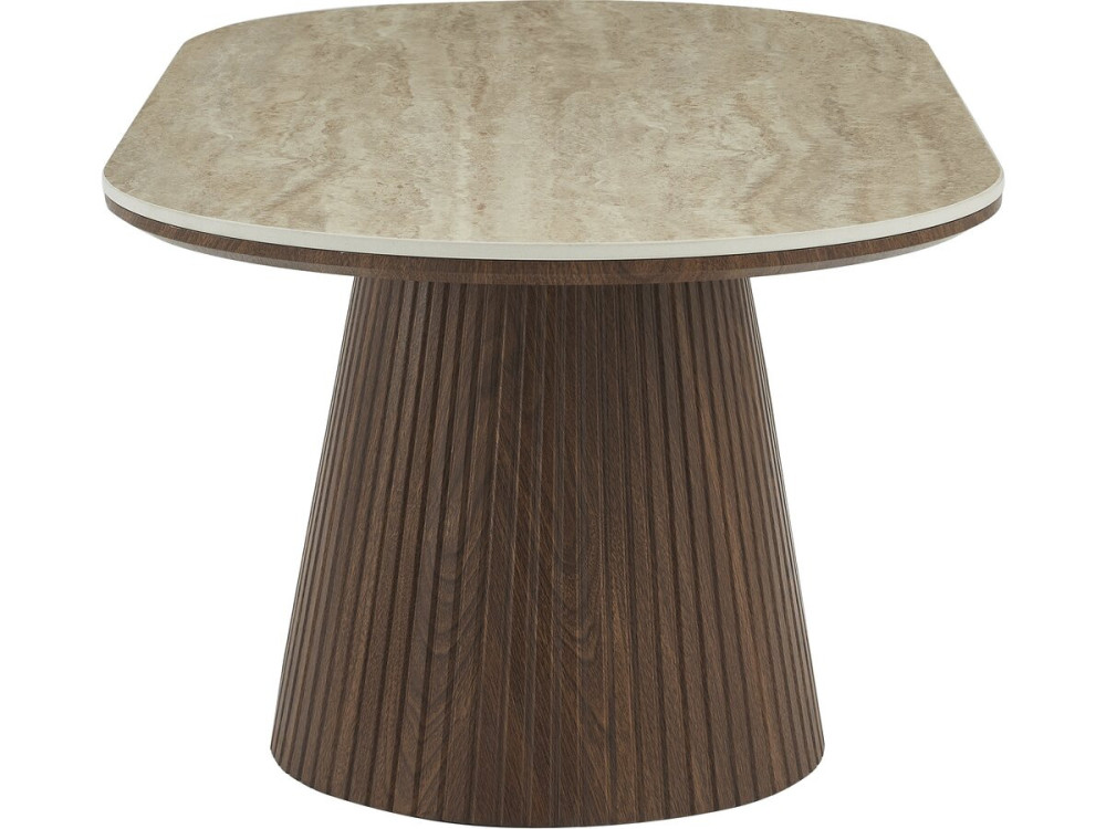 Portofino" oval ceramic coffee table - 120 cm -Travertine and brown