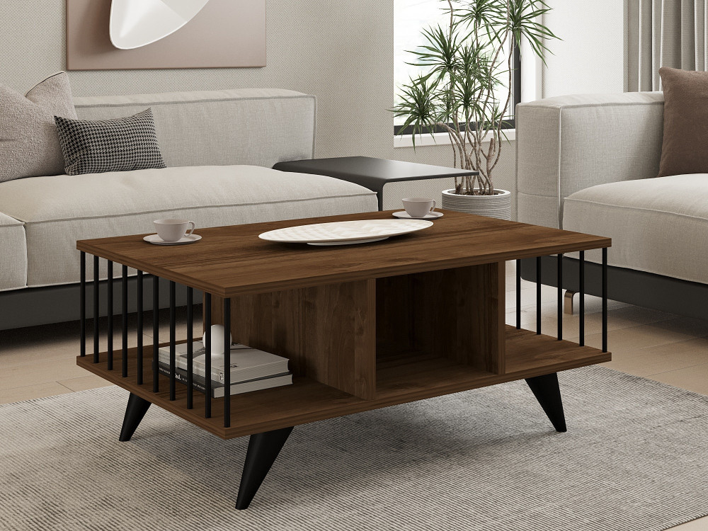 Bert" wooden coffee table - 90 x 60 x 40 cm - Walnut