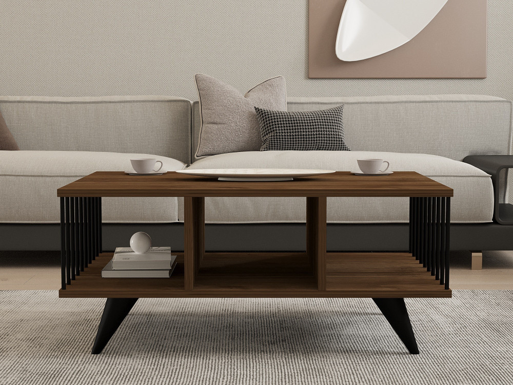Bert" wooden coffee table - 90 x 60 x 40 cm - Walnut