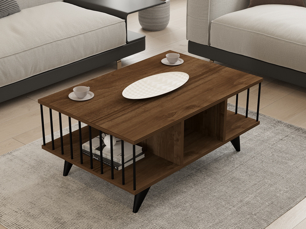Bert" wooden coffee table - 90 x 60 x 40 cm - Walnut