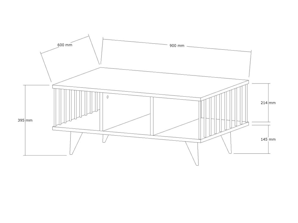 Bert" wooden coffee table - 90 x 60 x 40 cm - Walnut