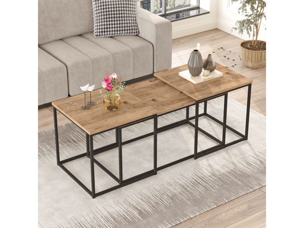 Set of 3 "VG9" wooden coffee tables - 90 x 45 x 44 cm - Atlantic Pine