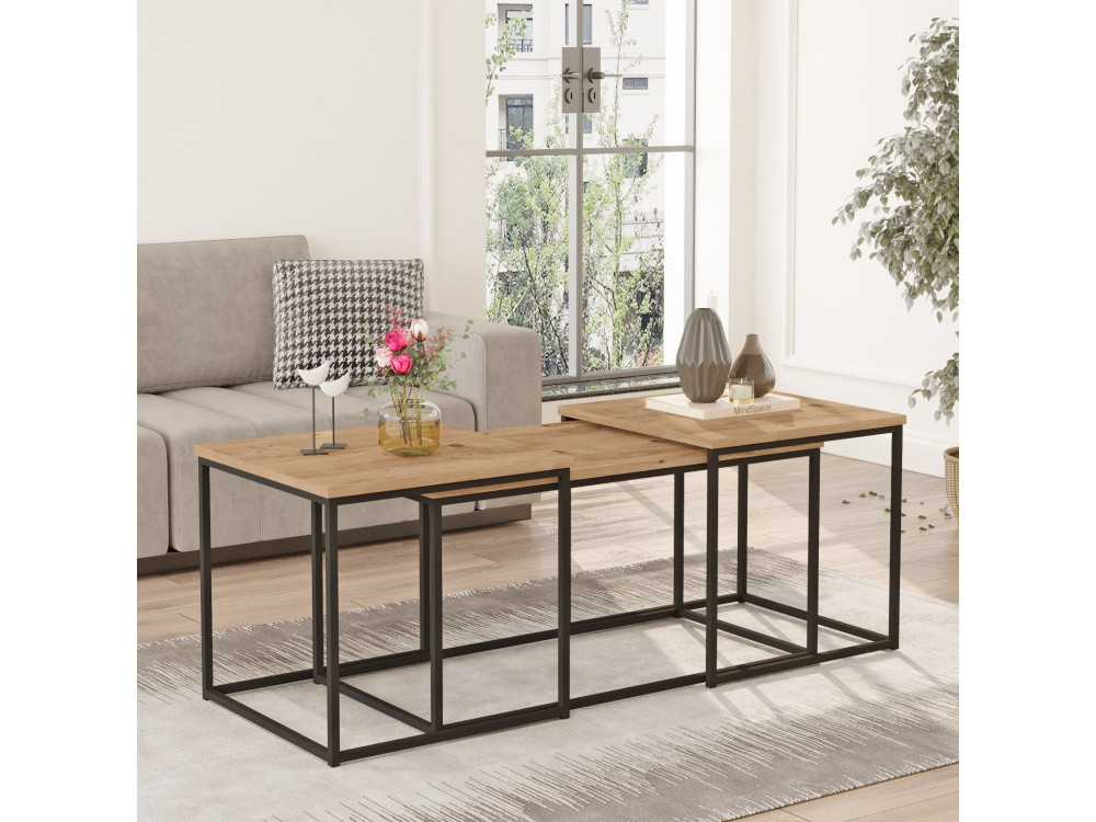Set of 3 "VG9" wooden coffee tables - 90 x 45 x 44 cm - Atlantic Pine