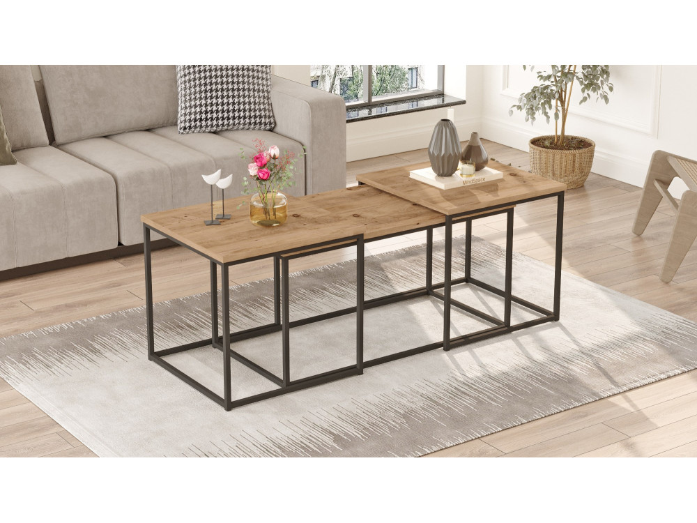Set of 3 "VG9" wooden coffee tables - 90 x 45 x 44 cm - Atlantic Pine