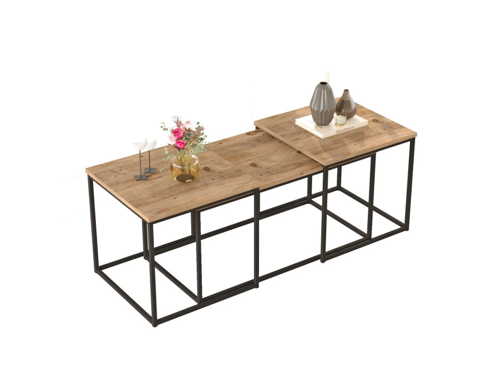 Set of 3 "VG9" wooden coffee tables - 90 x 45 x 44 cm - Atlantic Pine