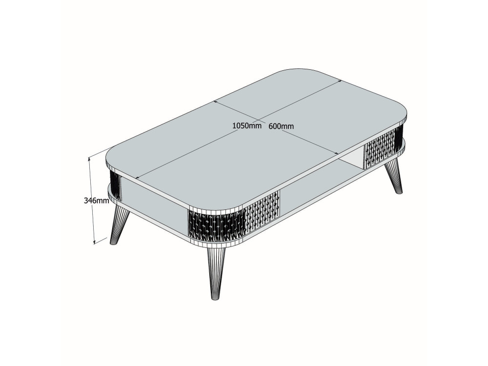 Eylul" wooden coffee table - 105 x 60 x 35 cm - Travertine