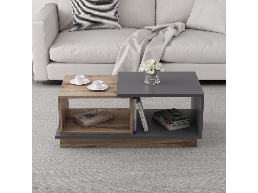 Consept" wooden coffee table - 90 x 45 x 36 cm - Anthracite grey