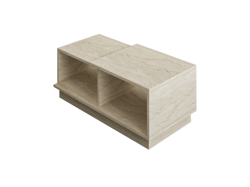 Consept" wooden coffee table - 90 x 45 x 36 cm - Travertine