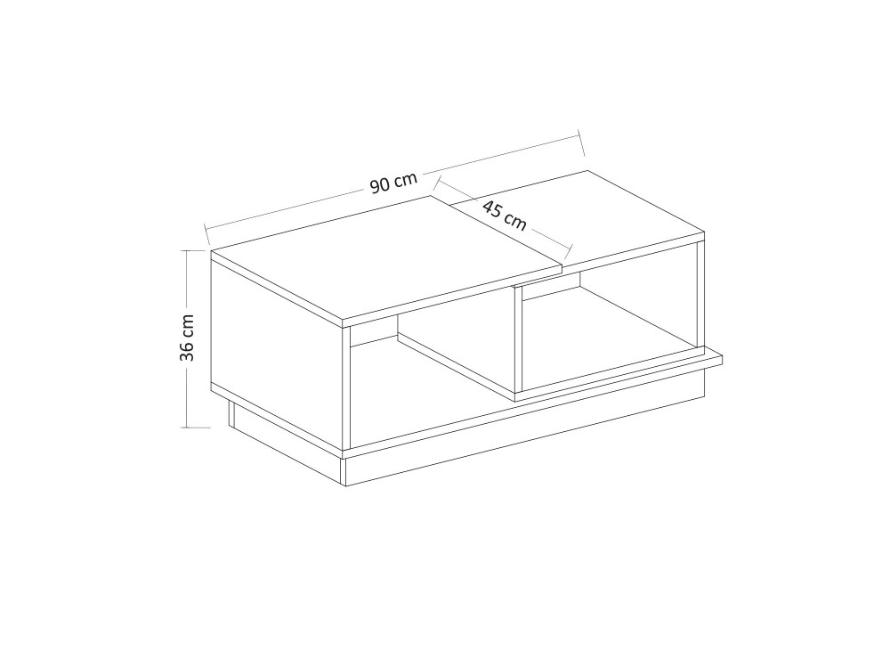 Consept" wooden coffee table - 90 x 45 x 36 cm - Travertine