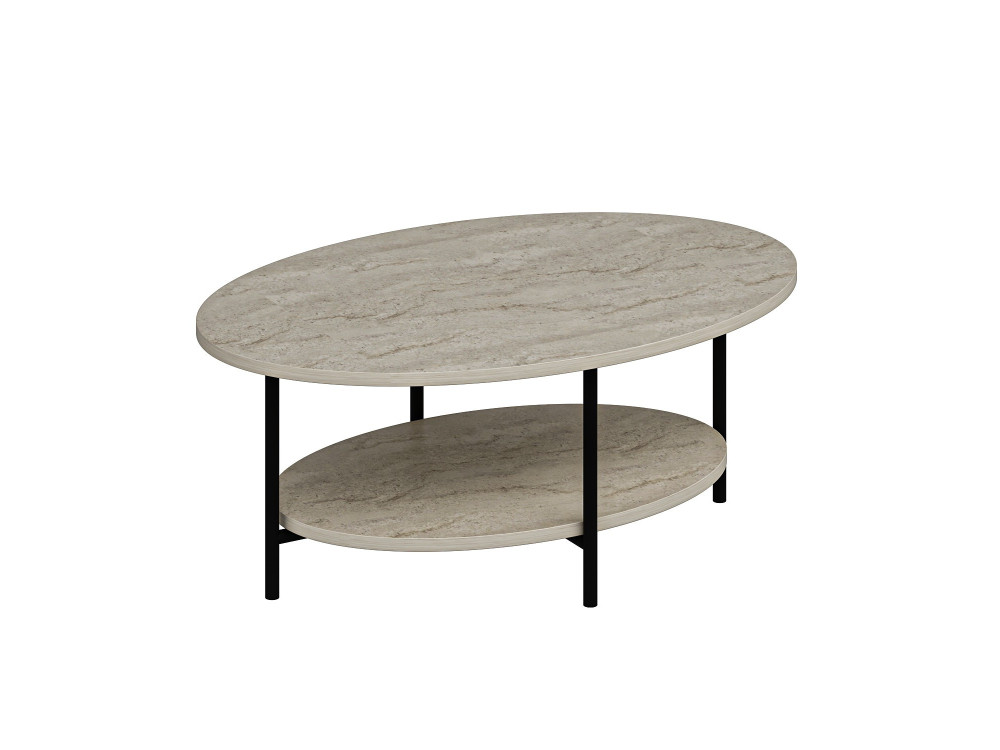 "Elis" Wooden Coffee Table - 90 x 60 x 36 cm - Travertine