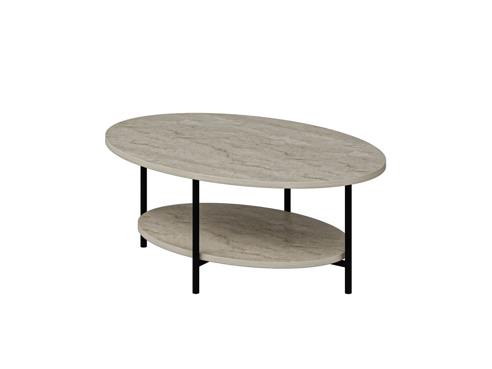 "Elis" Wooden Coffee Table - 90 x 60 x 36 cm - Travertine