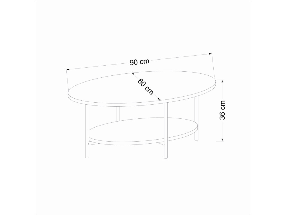 "Elis" Wooden Coffee Table - 90 x 60 x 36 cm - Travertine