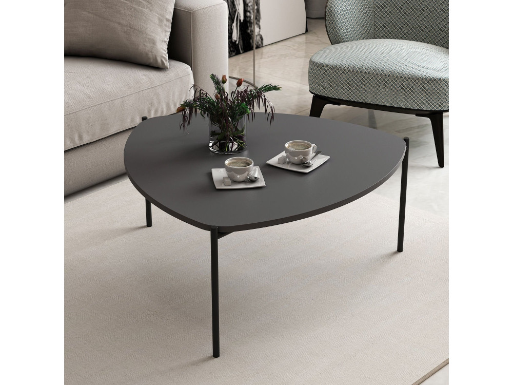 Lenny" wooden coffee table - 90 x 89 x 40 cm - Anthracite