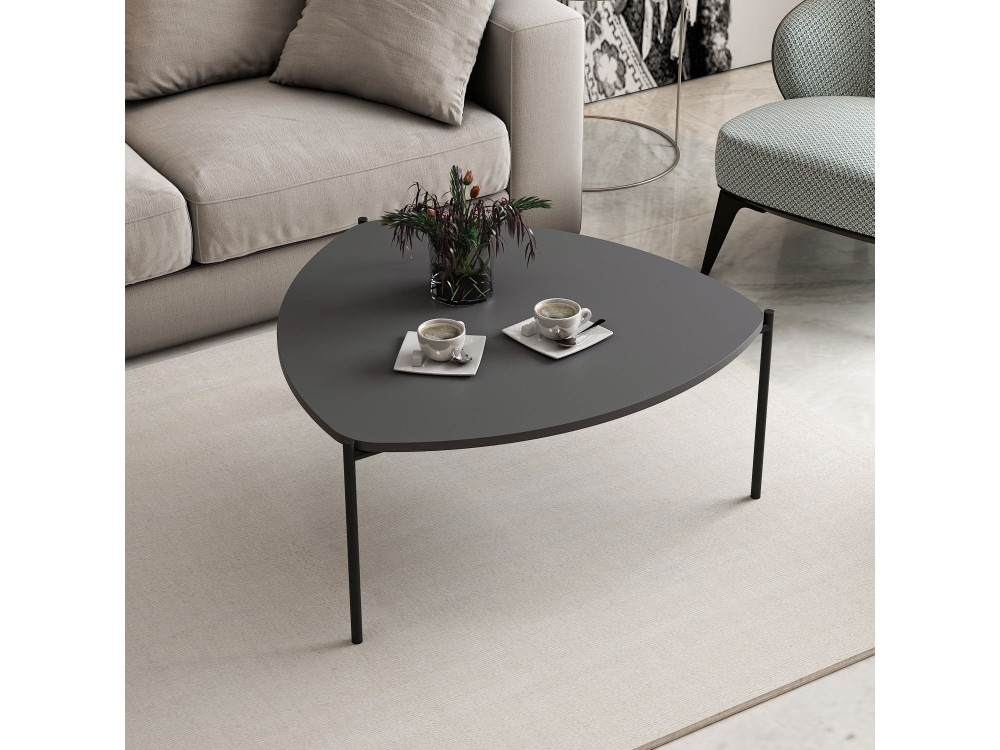 Lenny" wooden coffee table - 90 x 89 x 40 cm - Anthracite