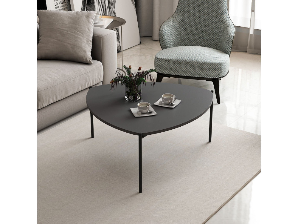 Lenny" wooden coffee table - 90 x 89 x 40 cm - Anthracite