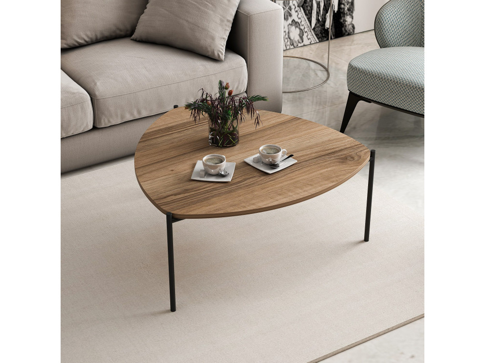 Wooden coffee table "Lenny" - 90 x 89 x 40 cm - Walnut