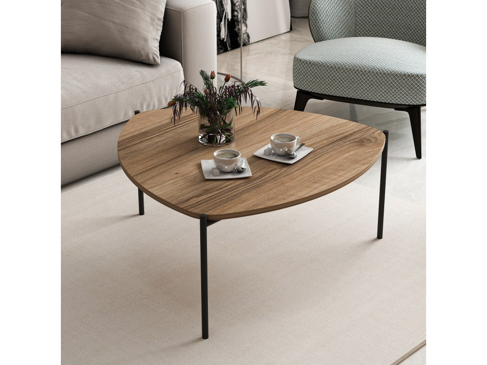 Wooden coffee table "Lenny" - 90 x 89 x 40 cm - Walnut